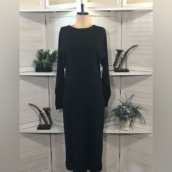 Vintage Y2K Wool Blend Gray Midi Sweater Dress Size M L - Picture 6 of 7